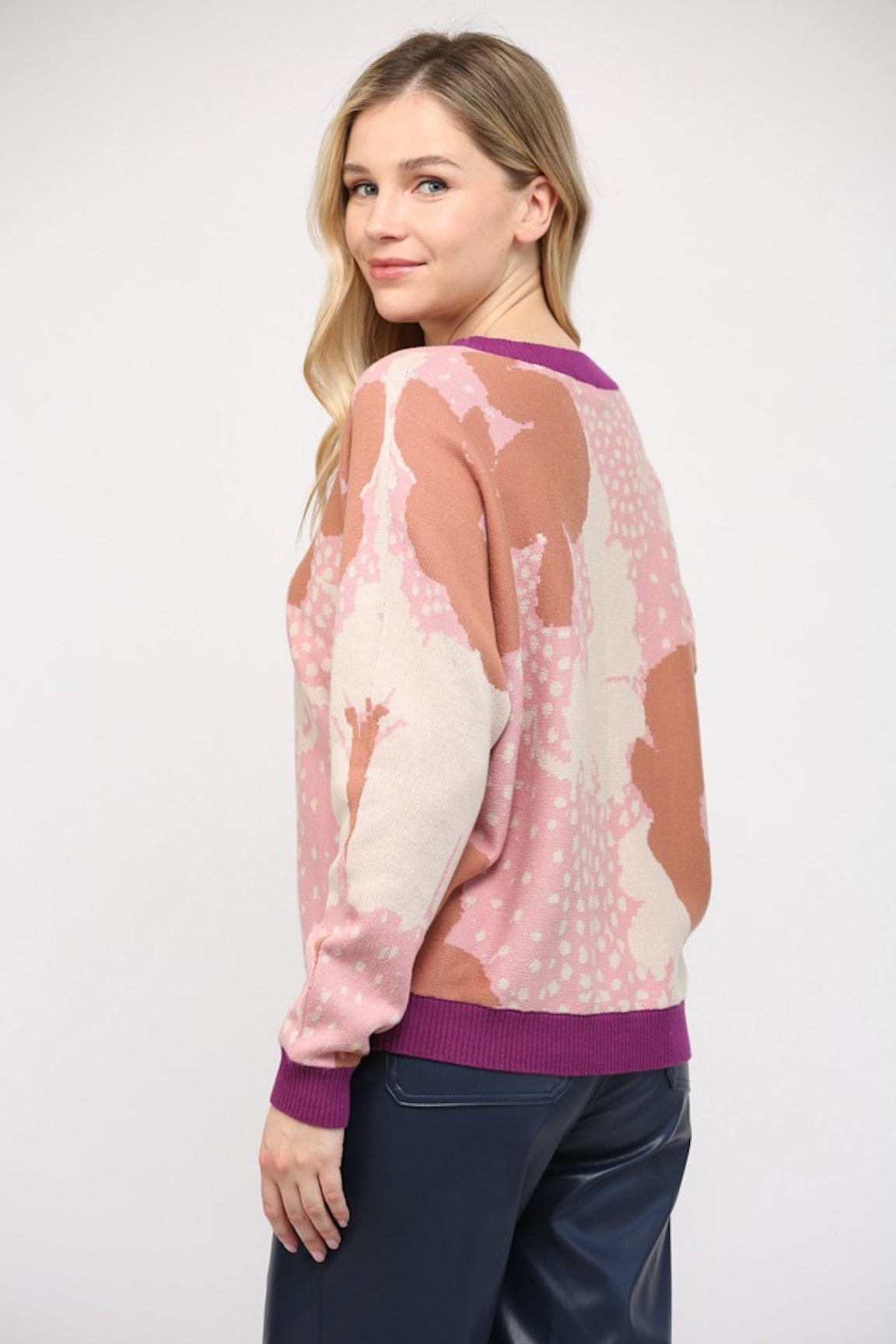 Remi Abstract Floral Pattern Sweater