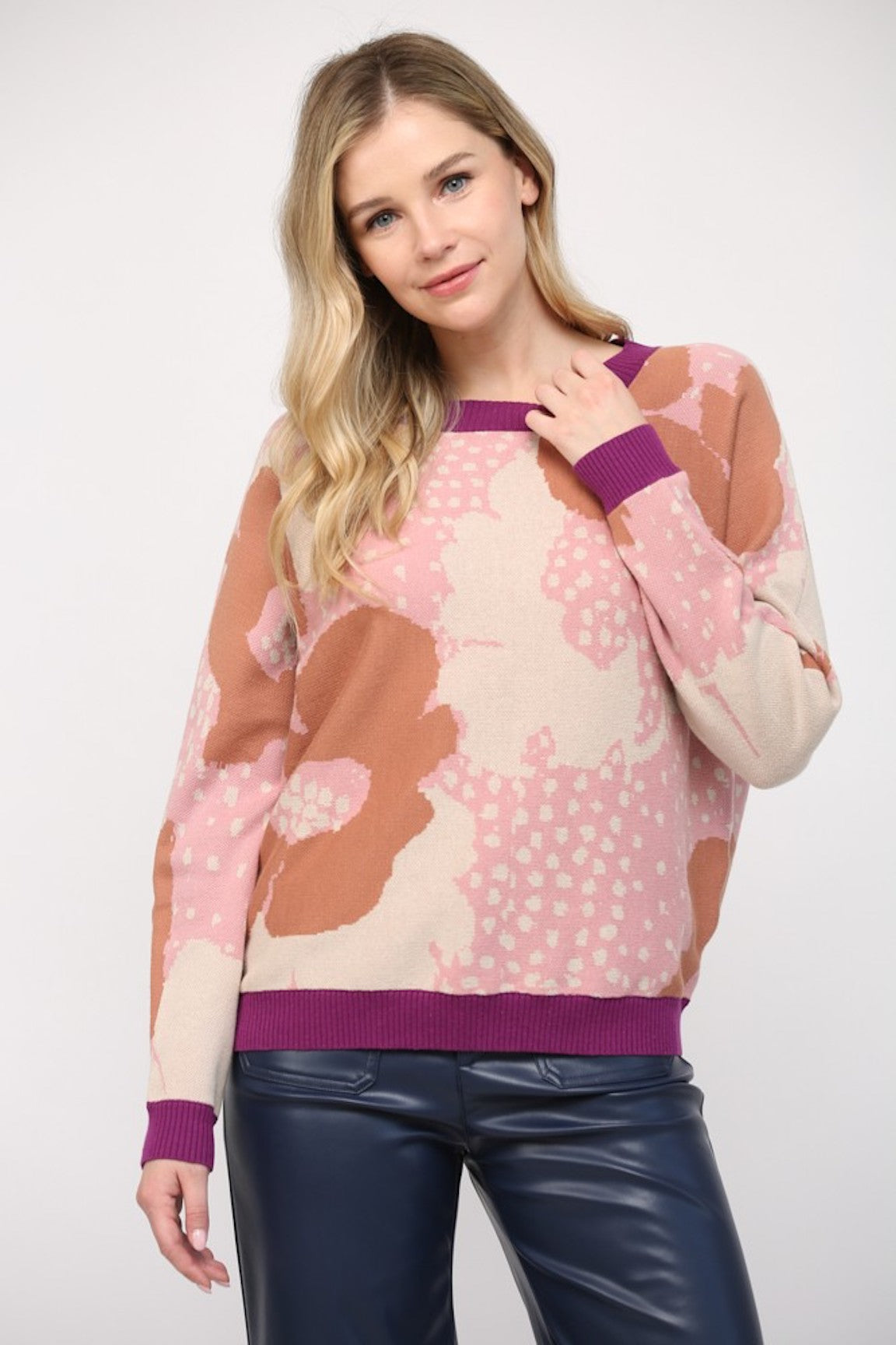 Remi Abstract Floral Pattern Sweater