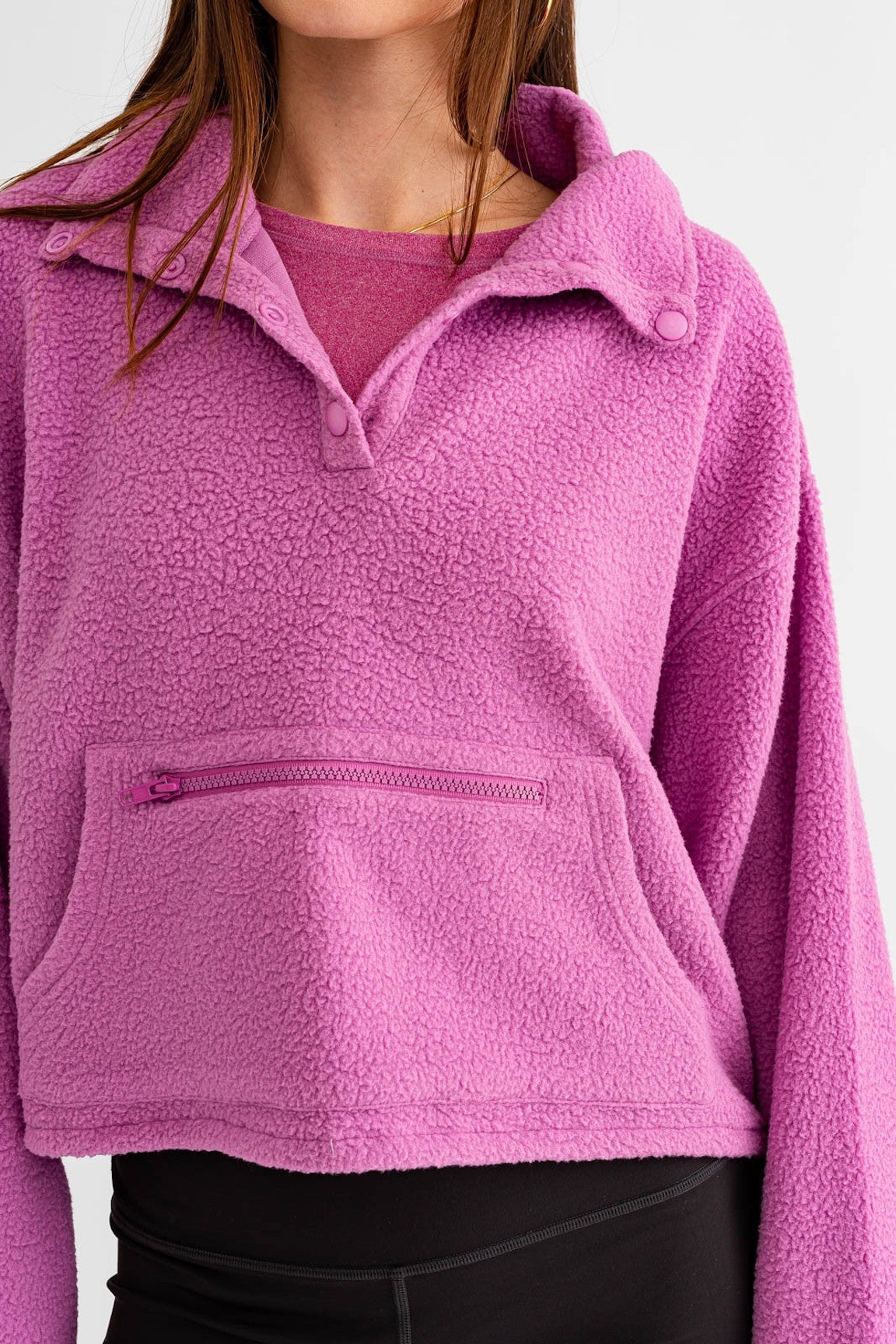 Frankie Cropped Boxy Fleece Pullover