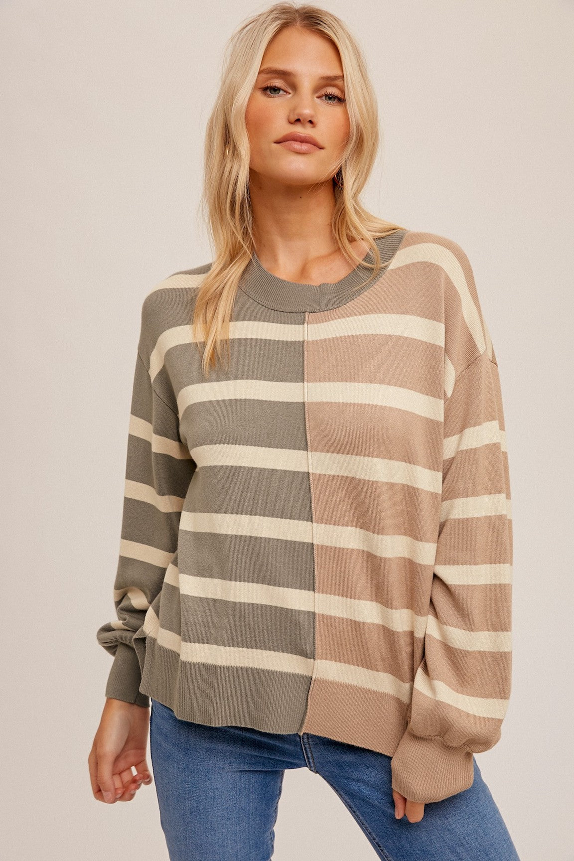 Quincy Color Block Striped Sweater