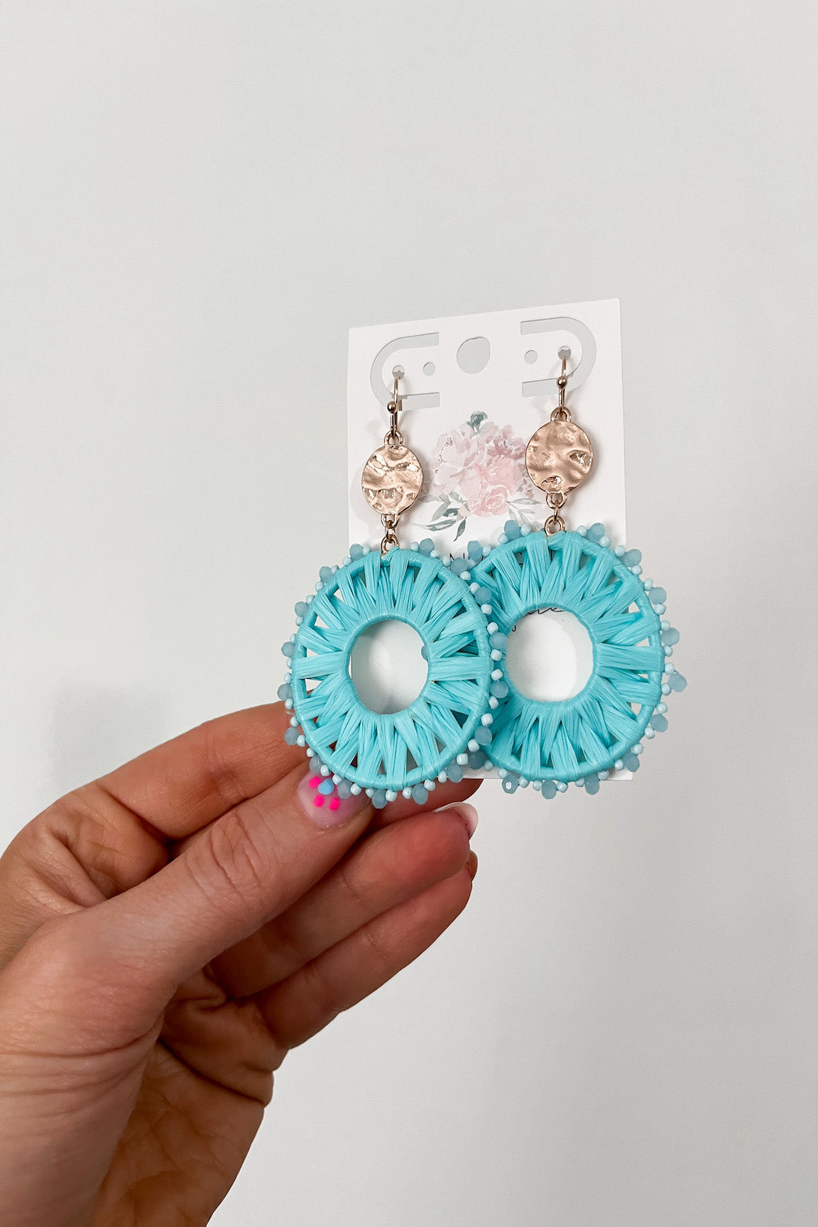 Vanna Turquoise Straw Circle Earrings