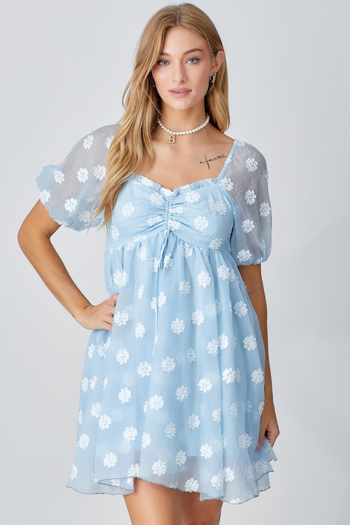 Lauren Blue Floral Babydoll Dress