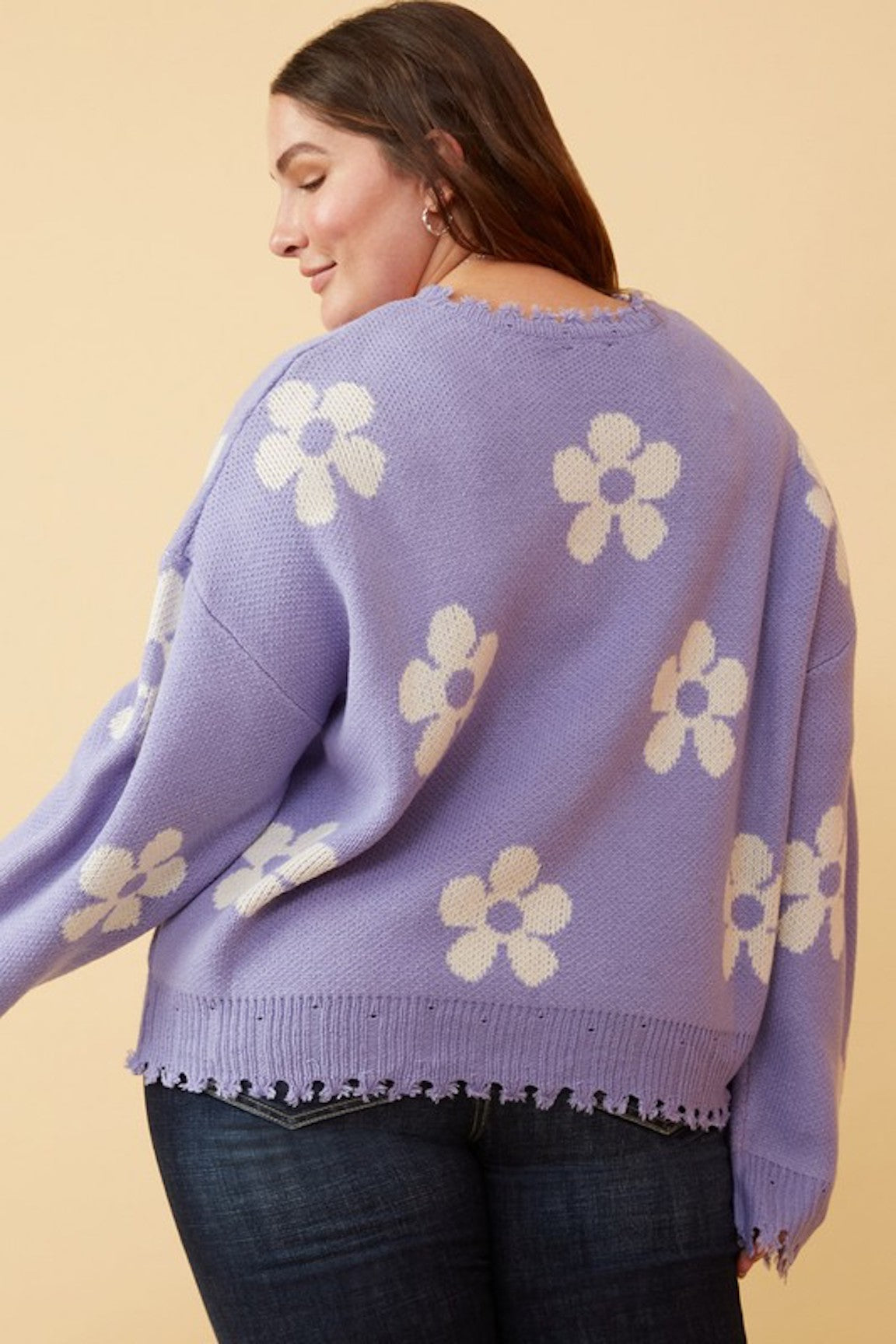 Capri Purple Daisy Sweater - *CURVY*